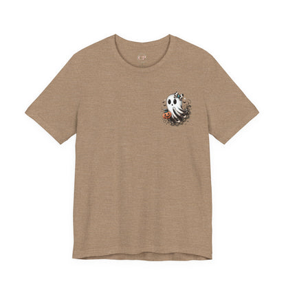 BOOjie Ghost Tee with Pumpkin - Halloween Unisex Jersey Short Sleeve Tee