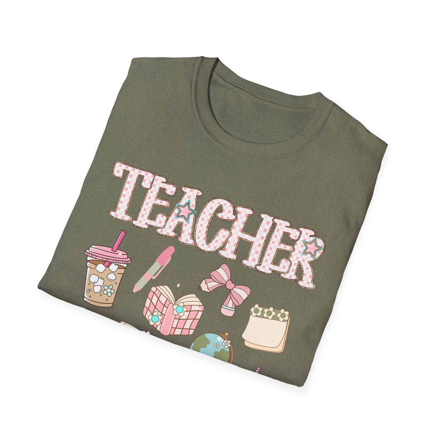 Teacher Checkered Glitter T-Shirt