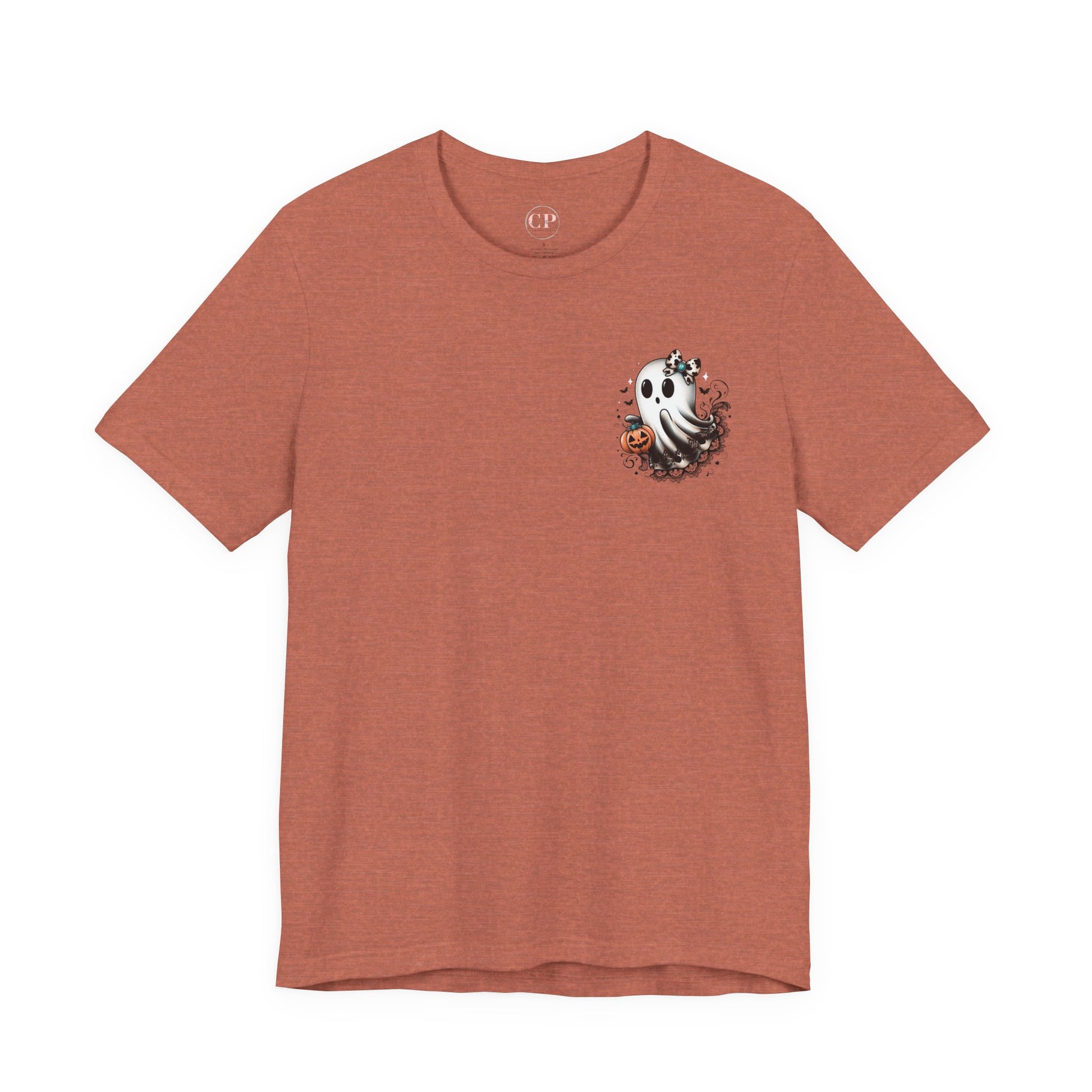BOOjie Ghost Tee with Pumpkin - Halloween Unisex Jersey Short Sleeve Tee