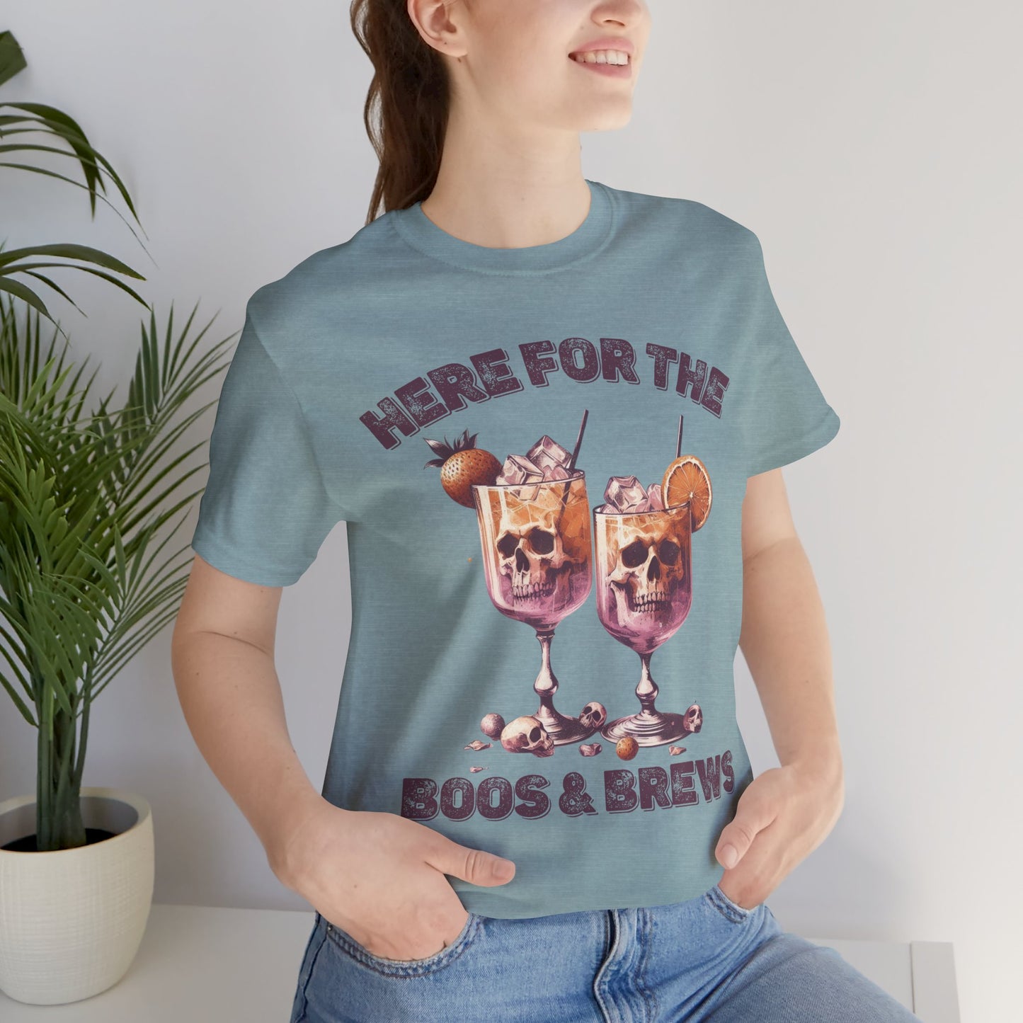 Halloween Skeleton Cocktails Tee - Here for the Boos and Brews *Unisex tee*