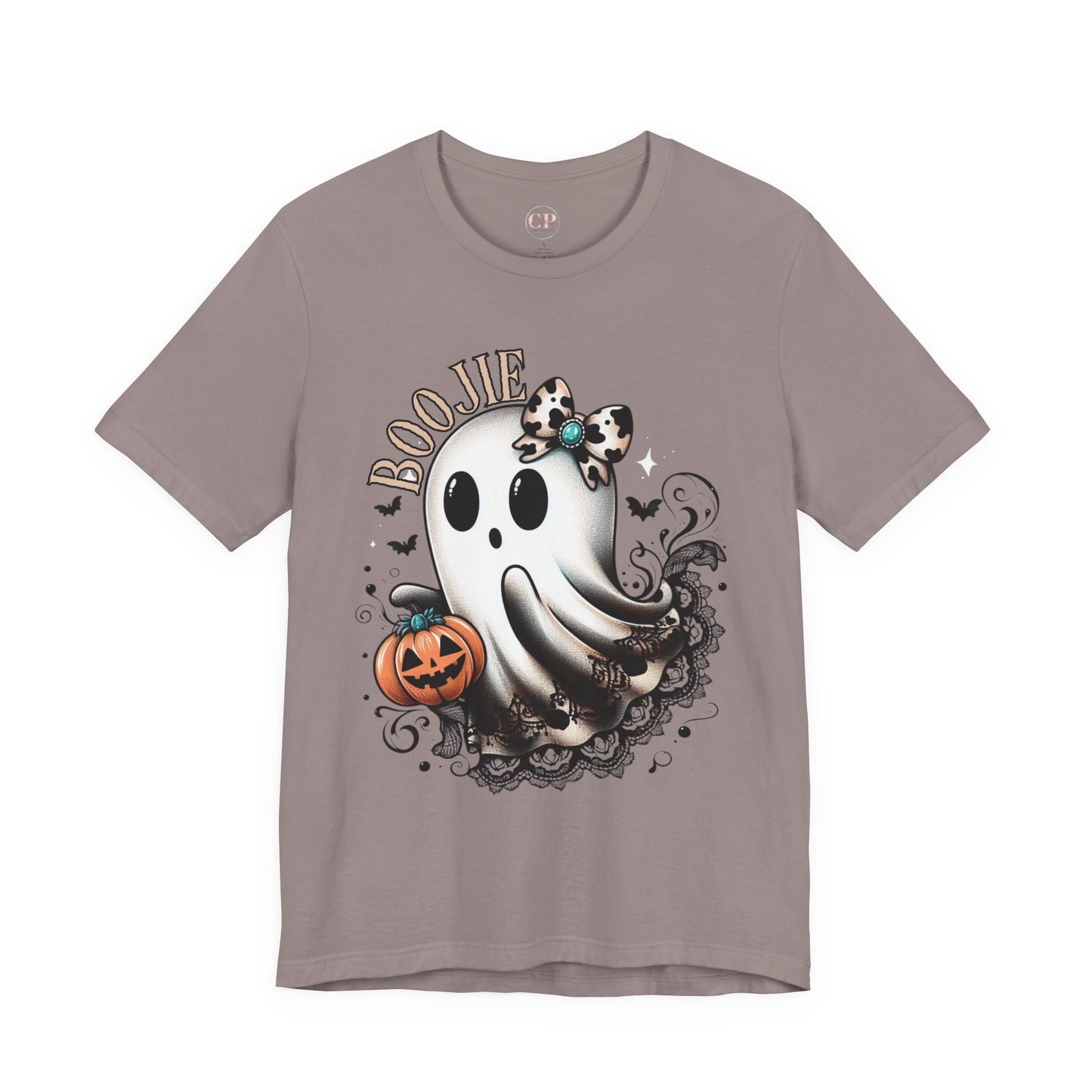 BOOjie Ghost Tee with Pumpkin - Halloween Unisex Jersey Short Sleeve Tee