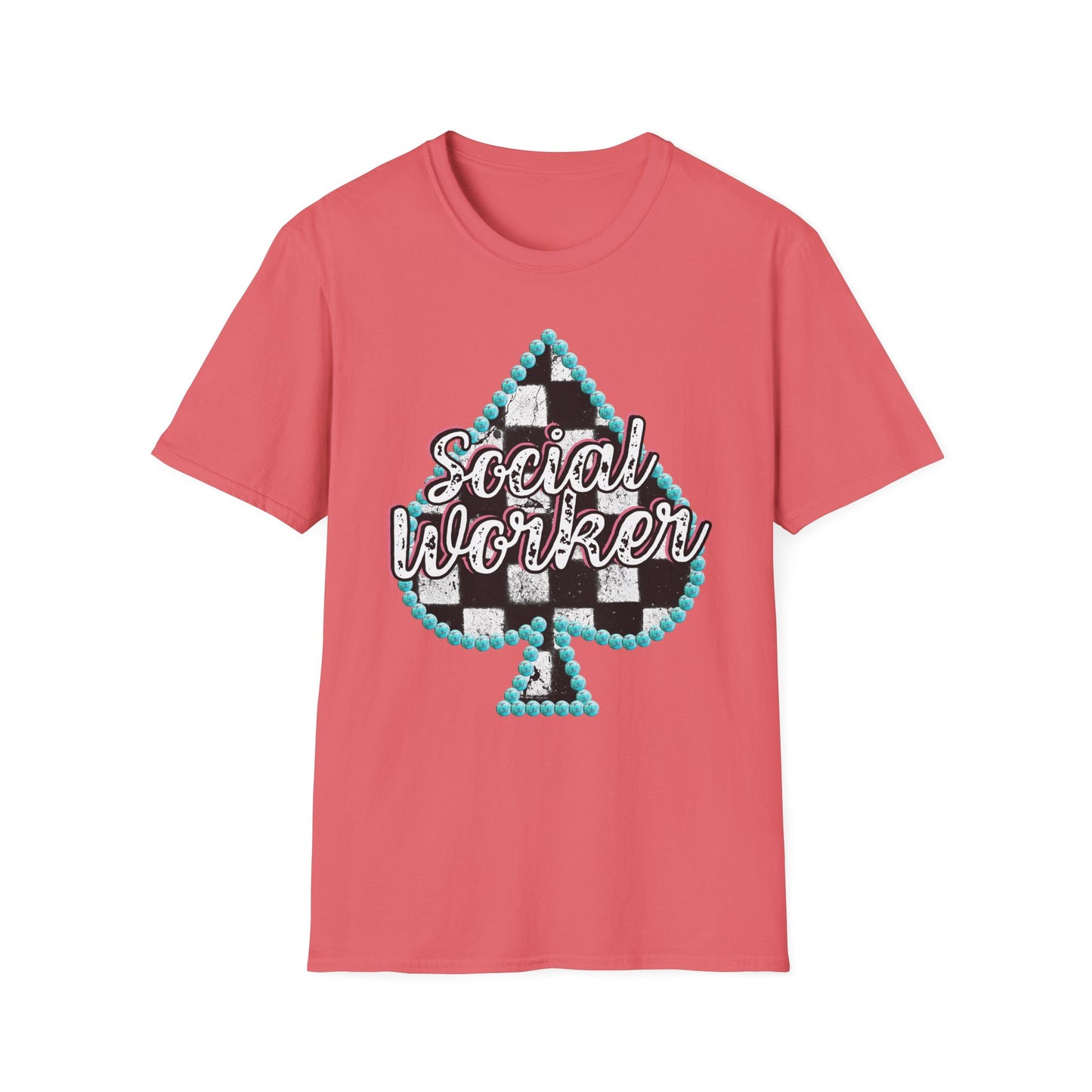 Social Worker Checkered Spades T-Shirt