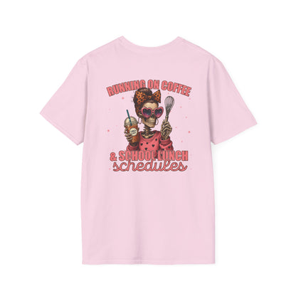 Lunch Lady Unisex T-Shirt - Running on Iced Coffee & School Lunch Schedules