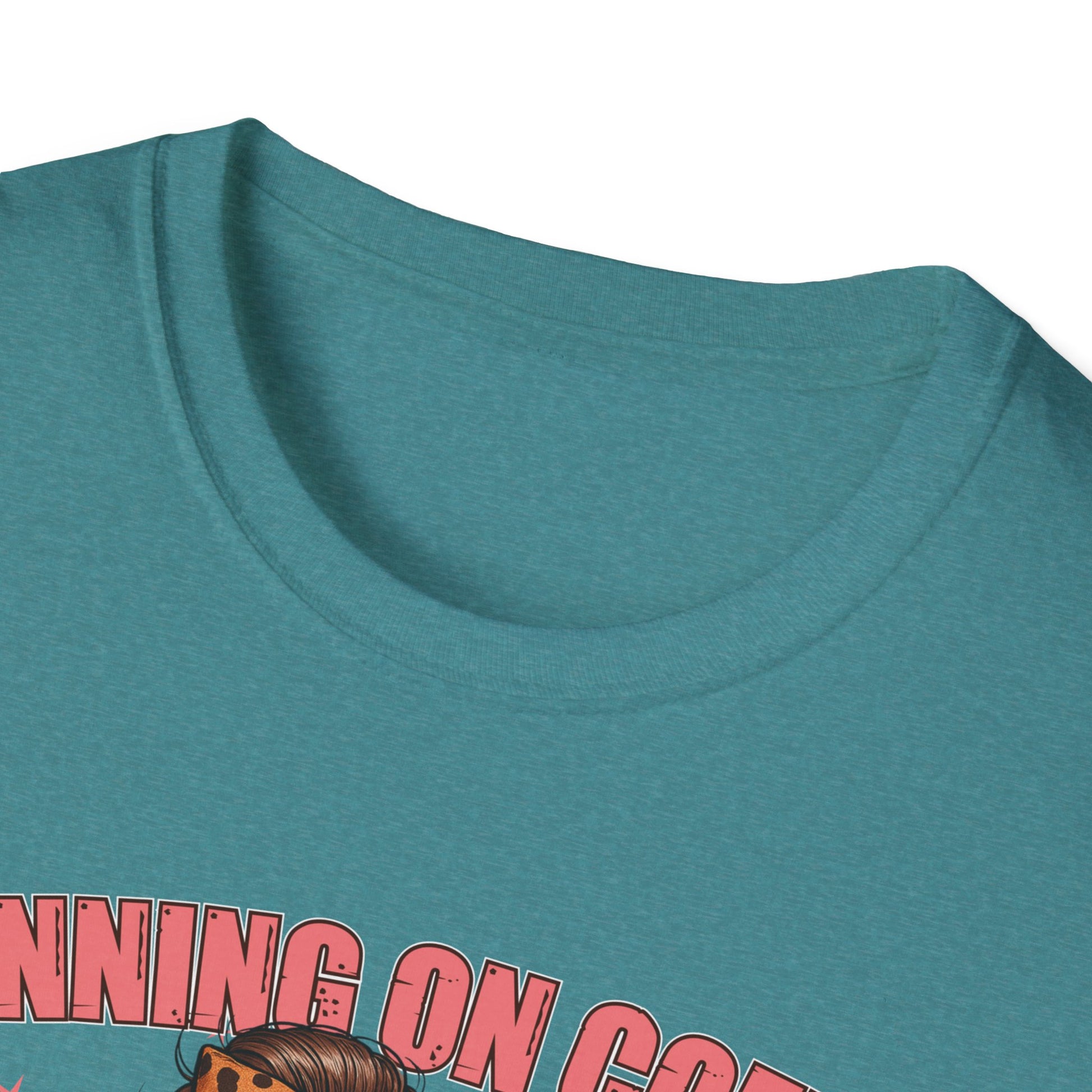 Funny Lunch Lady Unisex Softstyle T-Shirt - Running on Iced Coffee and School Lunch Schedules - Front Design Only