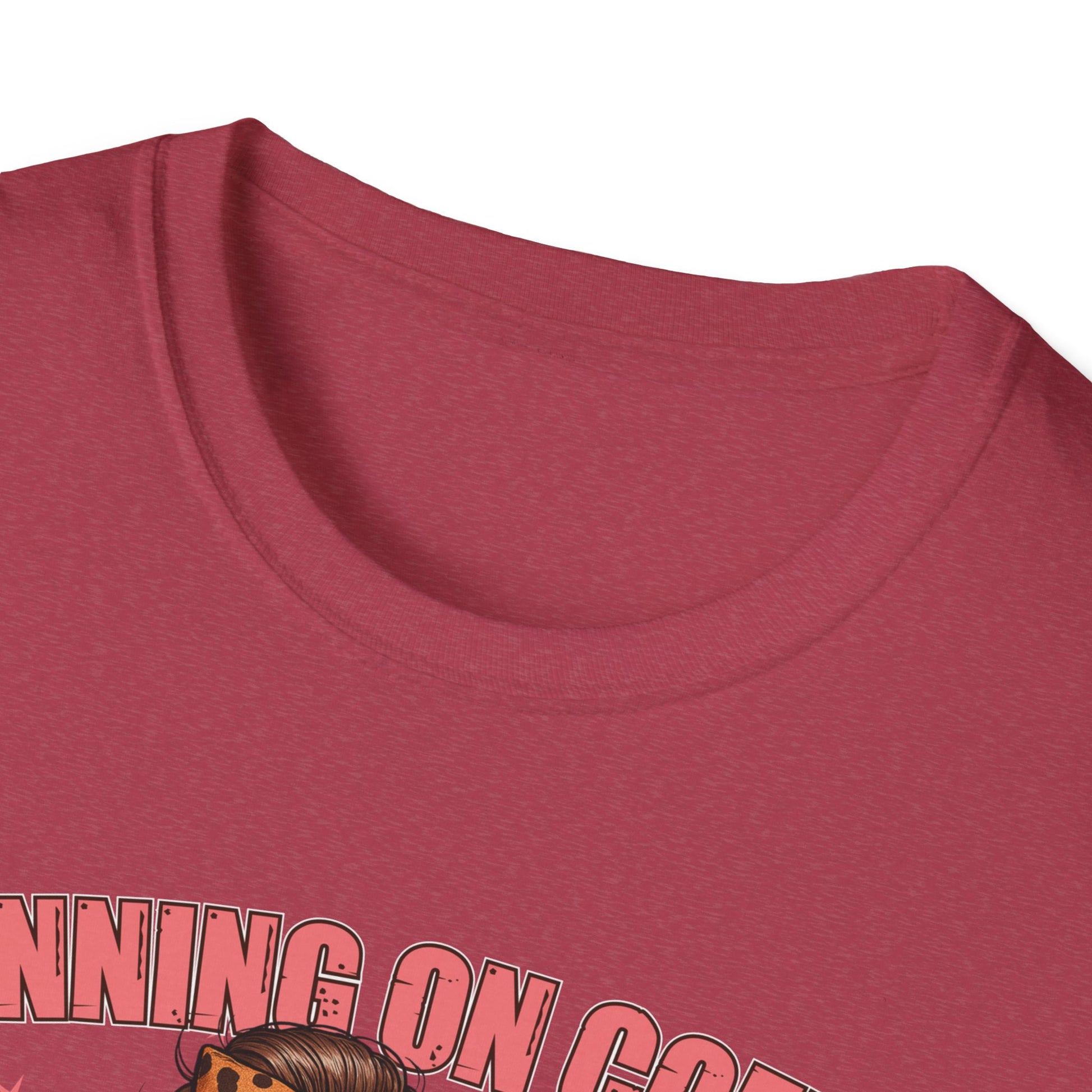 Funny Lunch Lady Unisex Softstyle T-Shirt - Running on Iced Coffee and School Lunch Schedules - Front Design Only