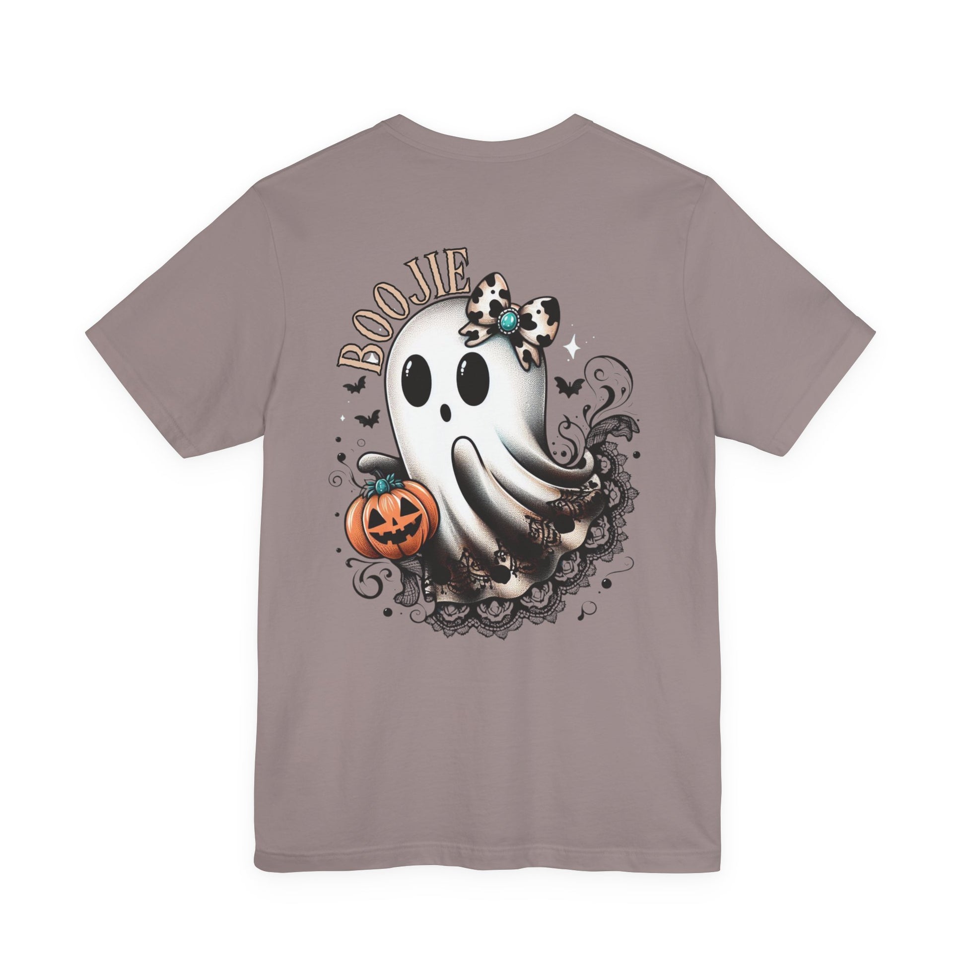 BOOjie Ghost Tee with Pumpkin - Halloween Unisex Jersey Short Sleeve Tee