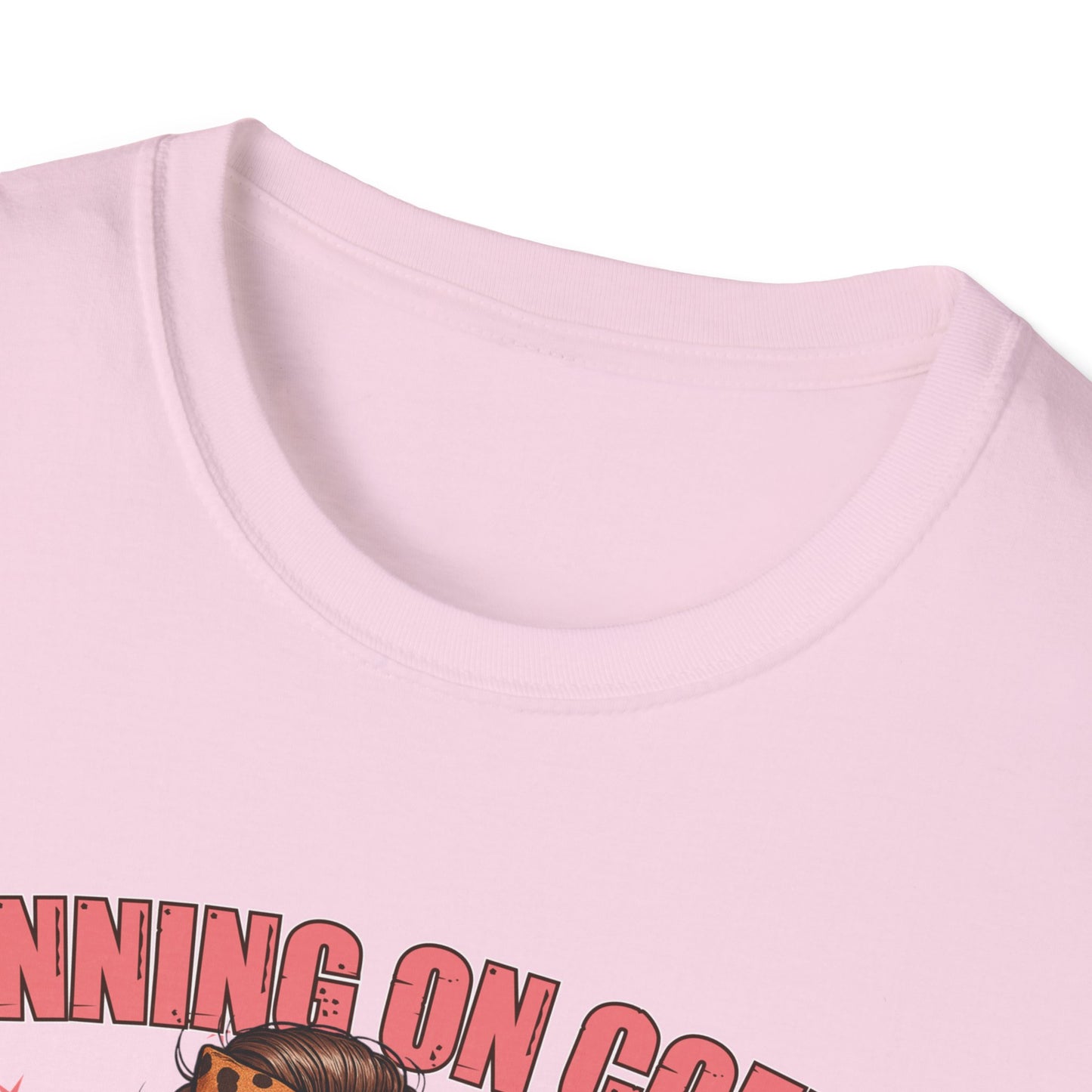 Funny Lunch Lady Unisex Softstyle T-Shirt - Running on Iced Coffee and School Lunch Schedules - Front Design Only