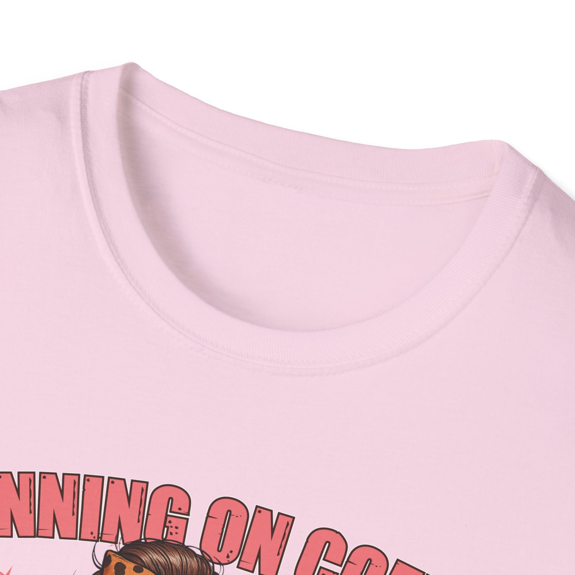 Funny Lunch Lady Unisex Softstyle T-Shirt - Running on Iced Coffee and School Lunch Schedules - Front Design Only