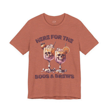 Halloween Skeleton Cocktails Tee - Here for the Boos and Brews *Unisex tee*