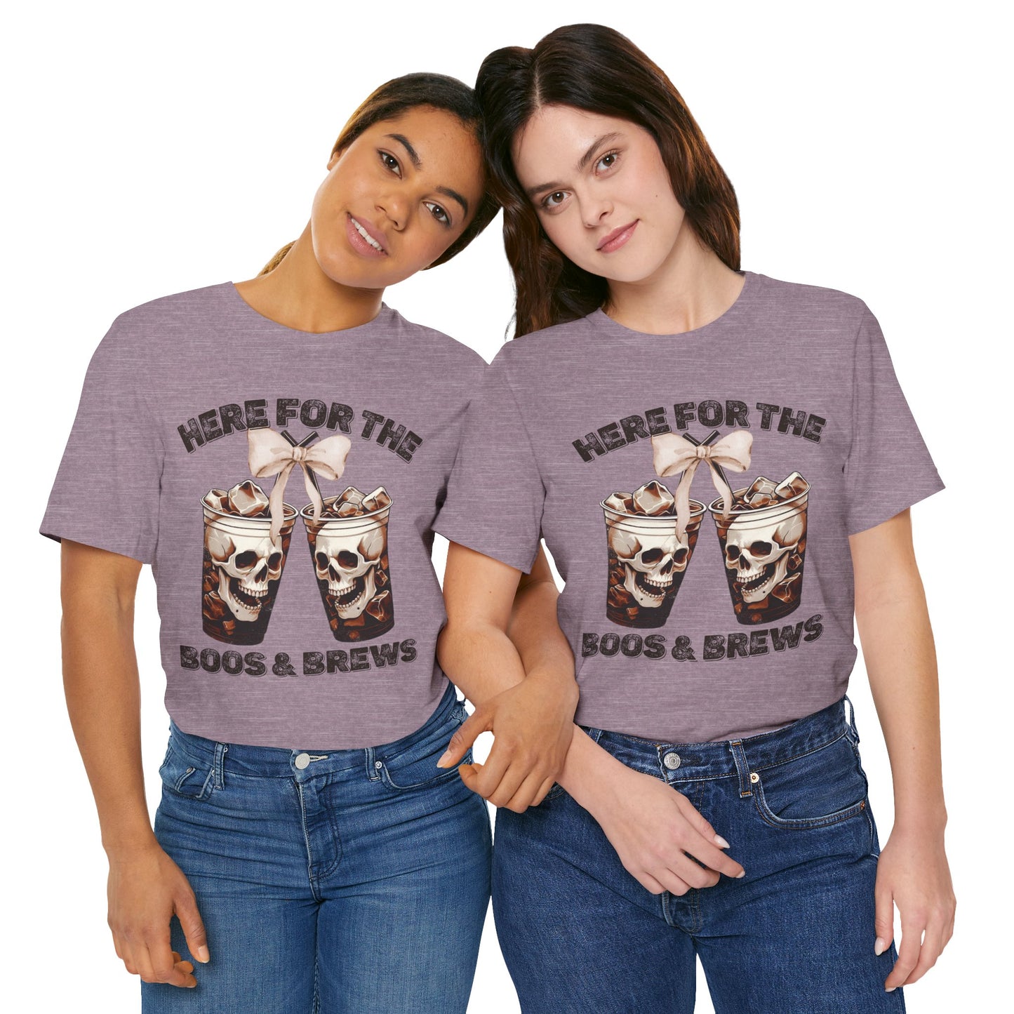 Halloween Skeleton Iced Coffee Tee - Here for the Boos and Brews