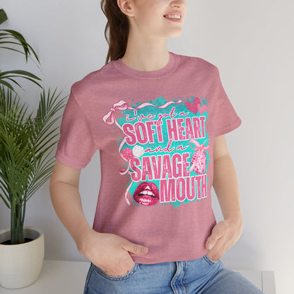 Savage Mouth Graphic Tee - Soft Hearted Apparel, Unisex T-Shirt, Trendy Casual Wear, Fun Gift for Friends, Statement Top