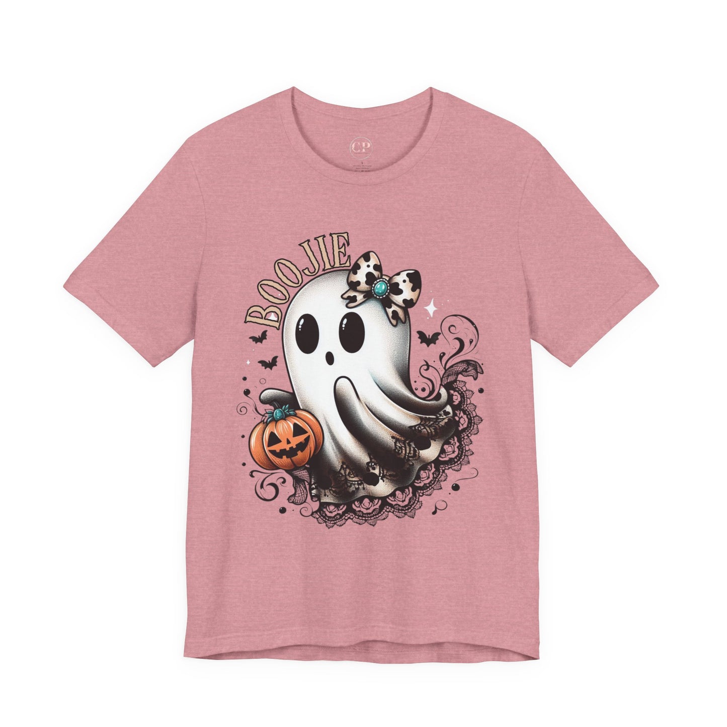 BOOjie Ghost Tee with Pumpkin - Halloween Unisex Jersey Short Sleeve Tee