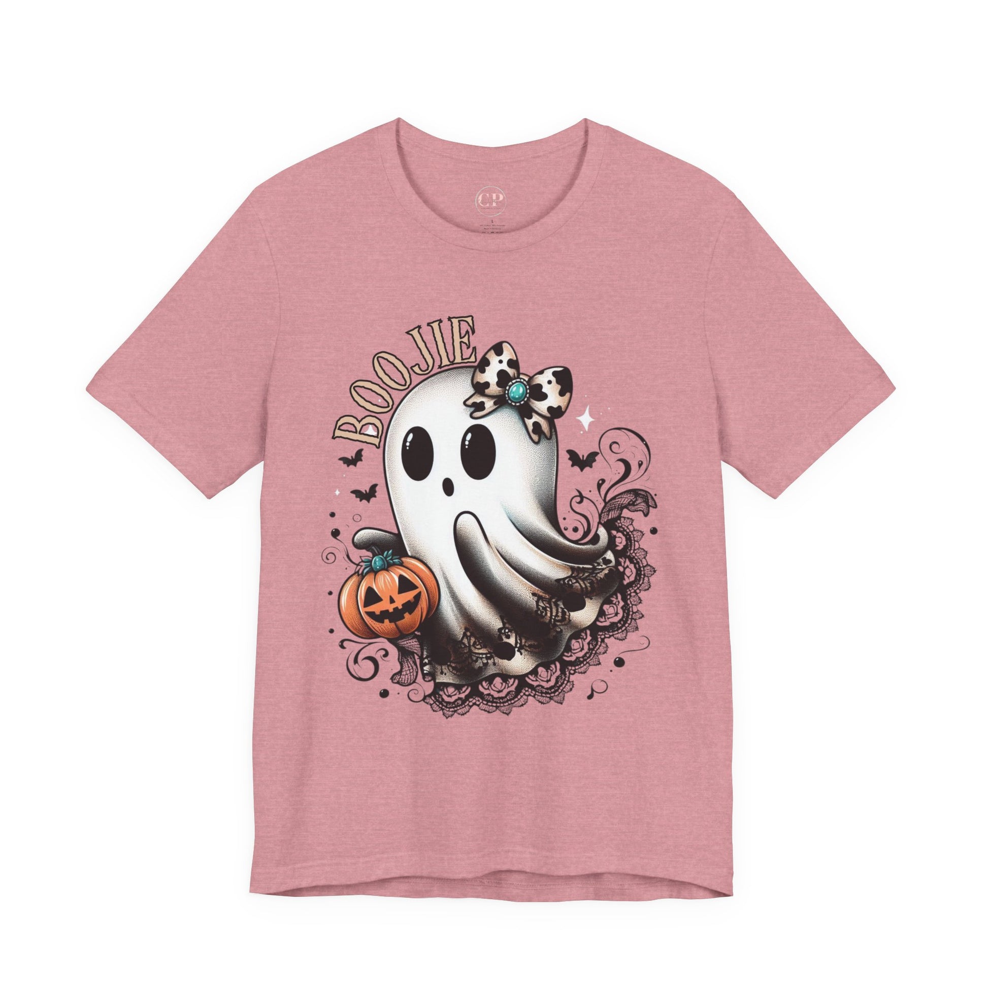 BOOjie Ghost Tee with Pumpkin - Halloween Unisex Jersey Short Sleeve Tee