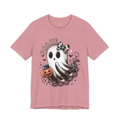 BOOjie Ghost Tee with Pumpkin - Halloween Unisex Jersey Short Sleeve Tee