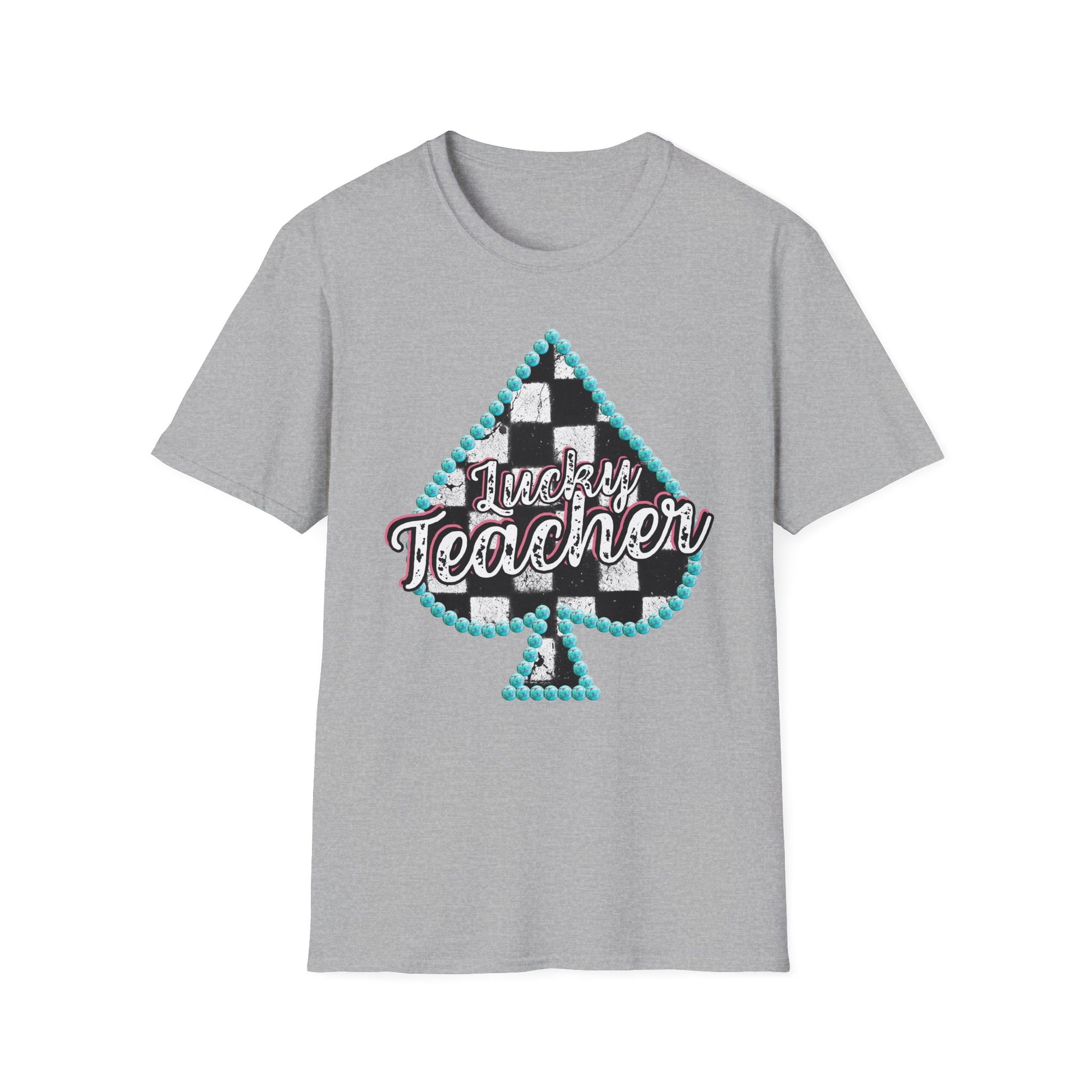 Teacher Checkered Spades T-Shirt