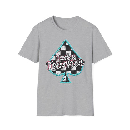 Teacher Checkered Spades T-Shirt