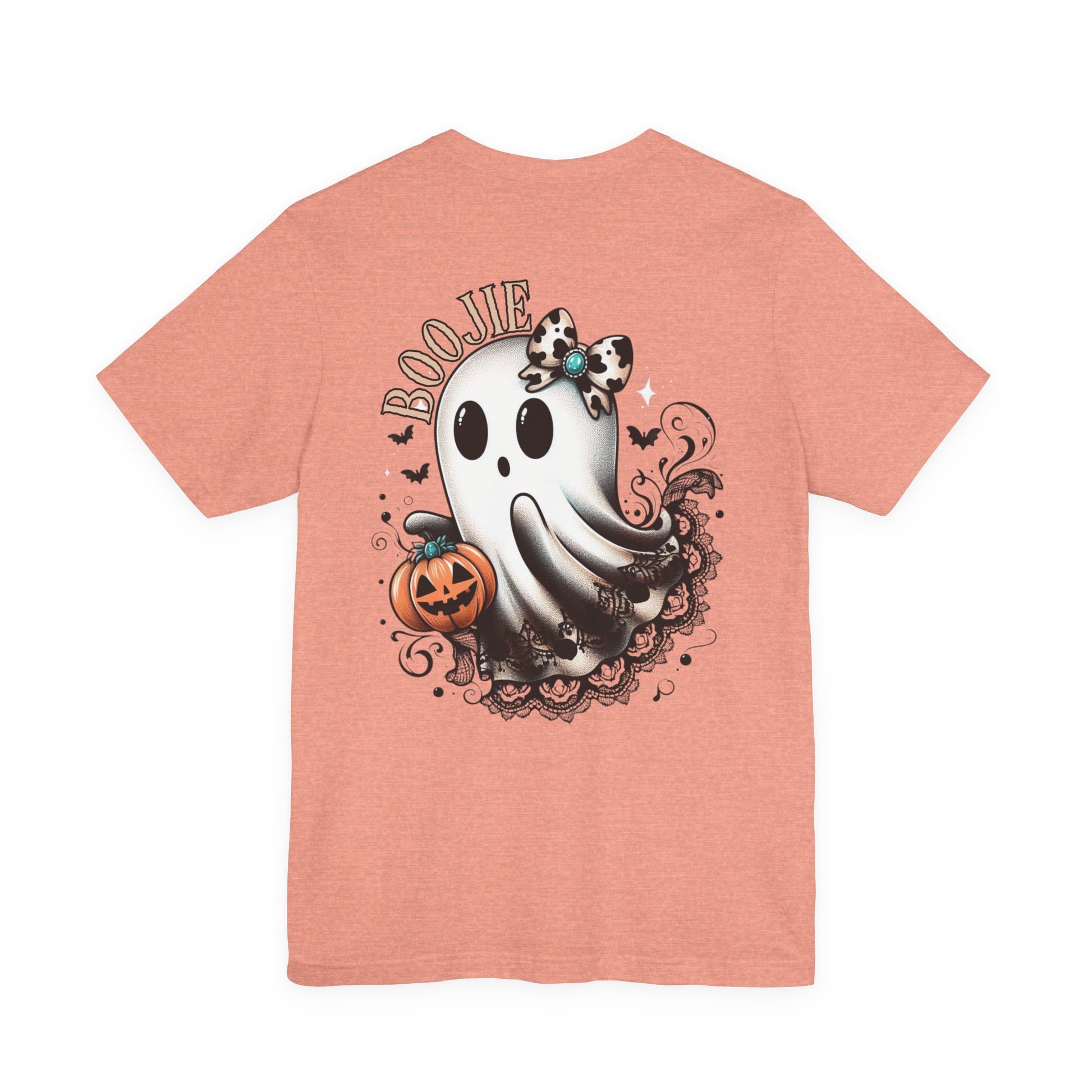 BOOjie Ghost Tee with Pumpkin - Halloween Unisex Jersey Short Sleeve Tee