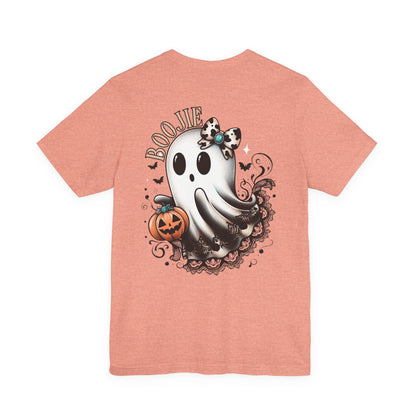 BOOjie Ghost Tee with Pumpkin - Halloween Unisex Jersey Short Sleeve Tee