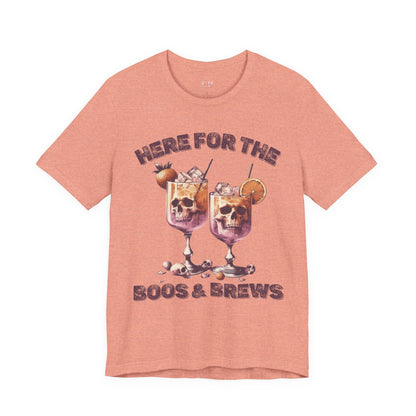 Halloween Skeleton Cocktails Tee - Here for the Boos and Brews *Unisex tee*