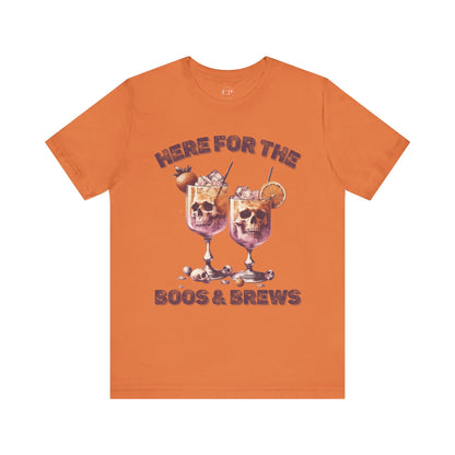 Halloween Skeleton Cocktails Tee - Here for the Boos and Brews *Unisex tee*
