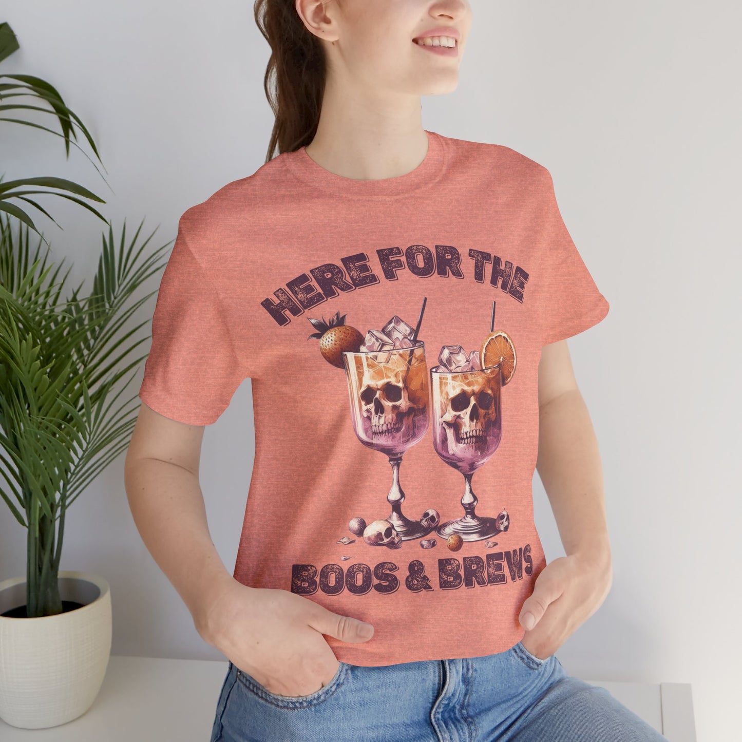 Halloween Skeleton Cocktails Tee - Here for the Boos and Brews *Unisex tee*