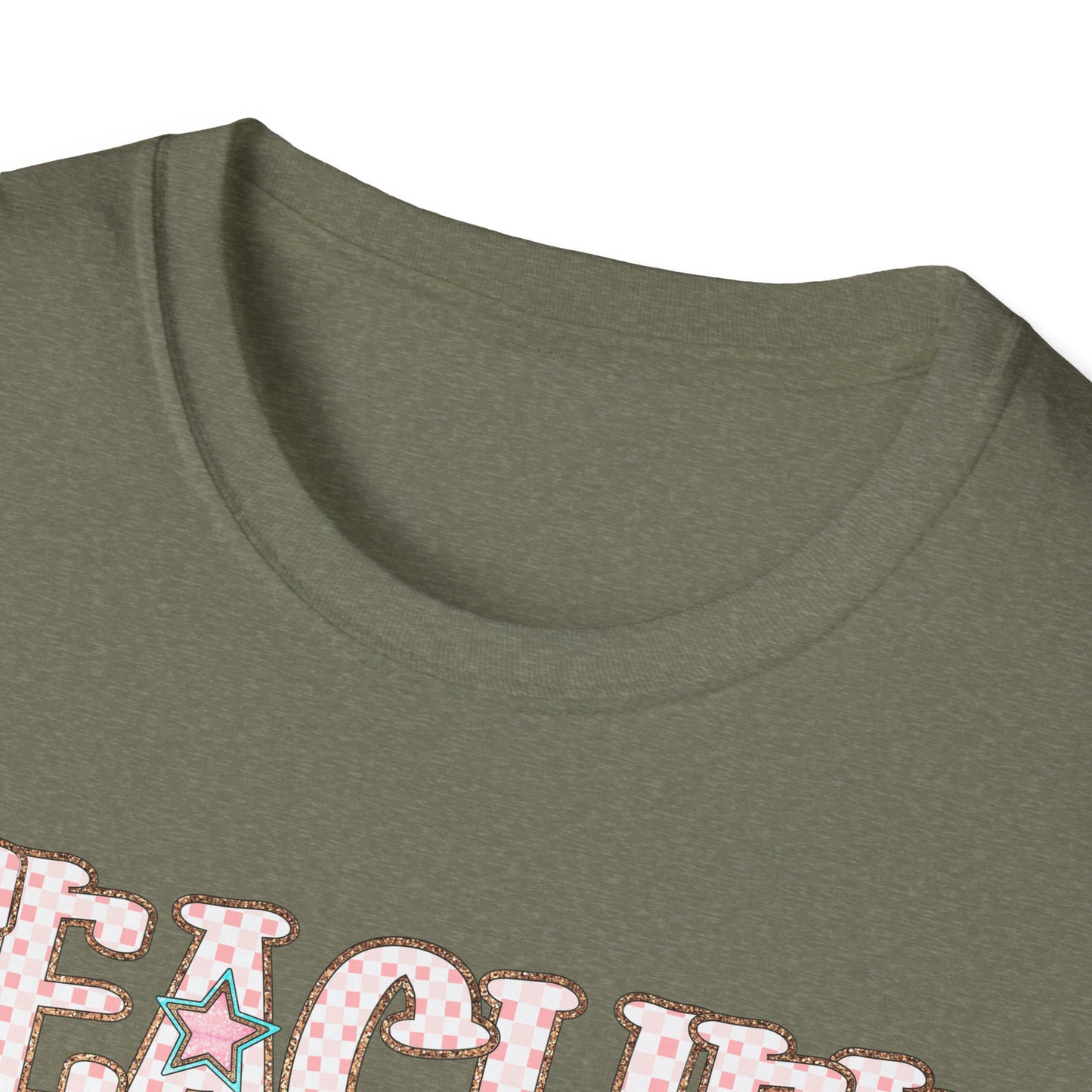 Teacher Checkered Glitter T-Shirt