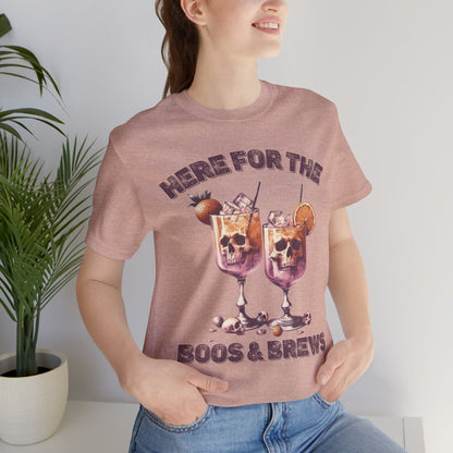 Halloween Skeleton Cocktails Tee - Here for the Boos and Brews *Unisex tee*