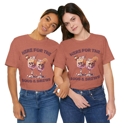 Halloween Skeleton Cocktails Tee - Here for the Boos and Brews *Unisex tee*
