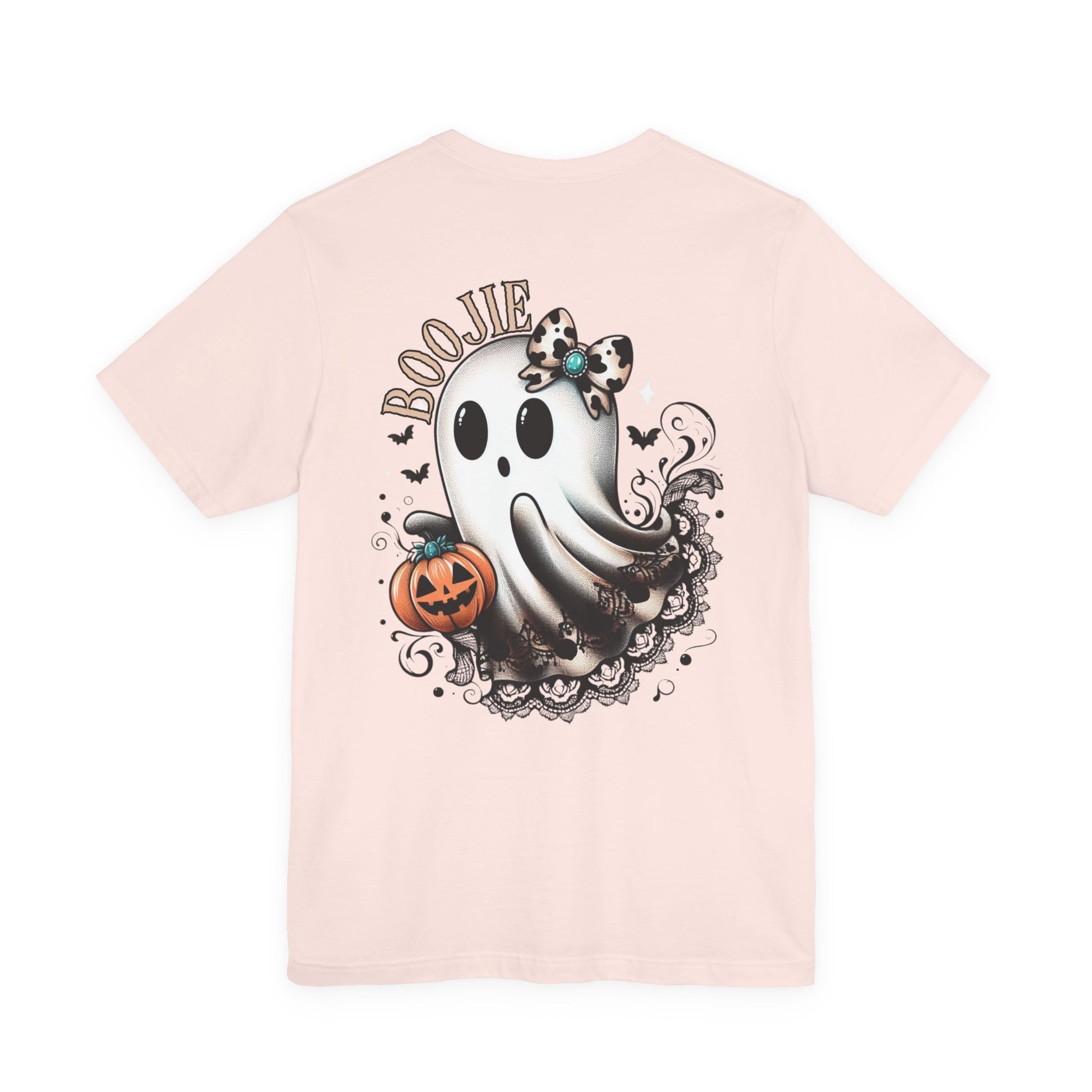 BOOjie Ghost Tee with Pumpkin - Halloween Unisex Jersey Short Sleeve Tee