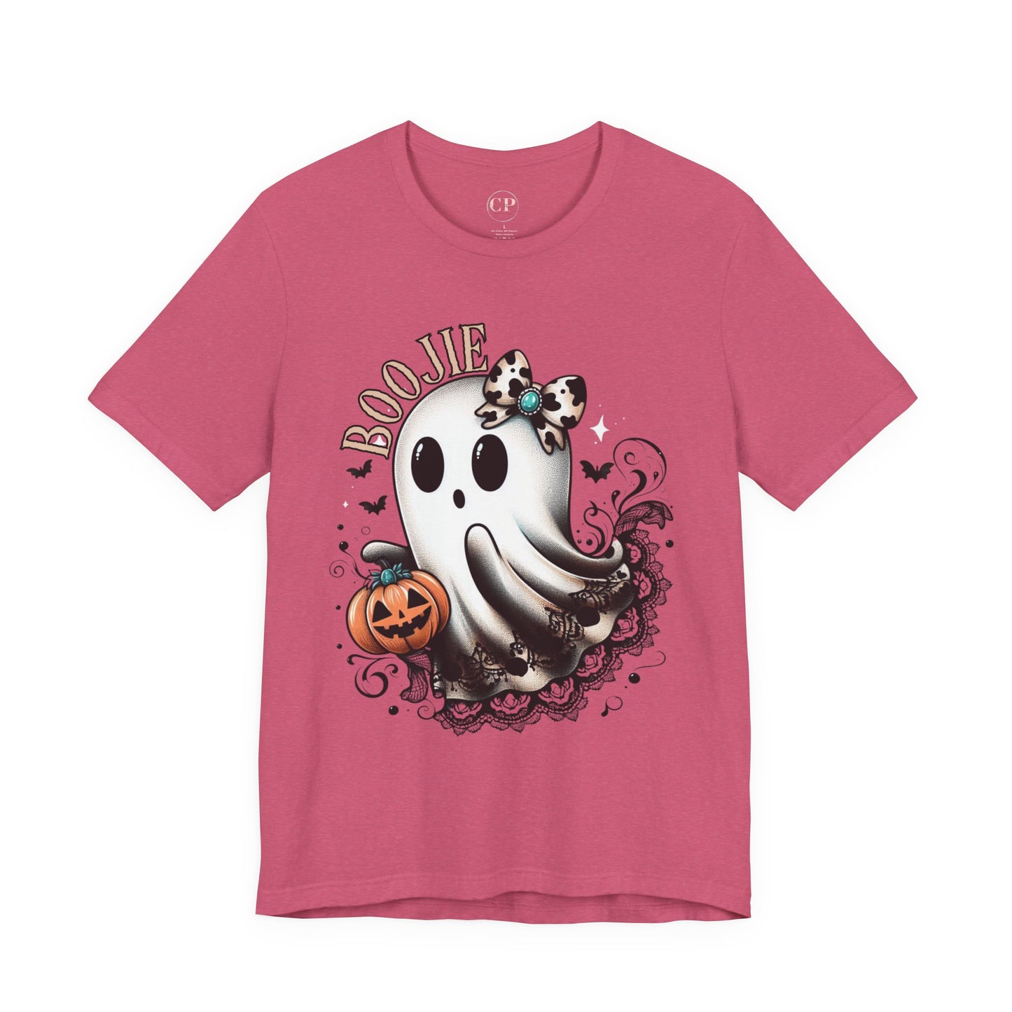 BOOjie Ghost Tee with Pumpkin - Halloween Unisex Jersey Short Sleeve Tee