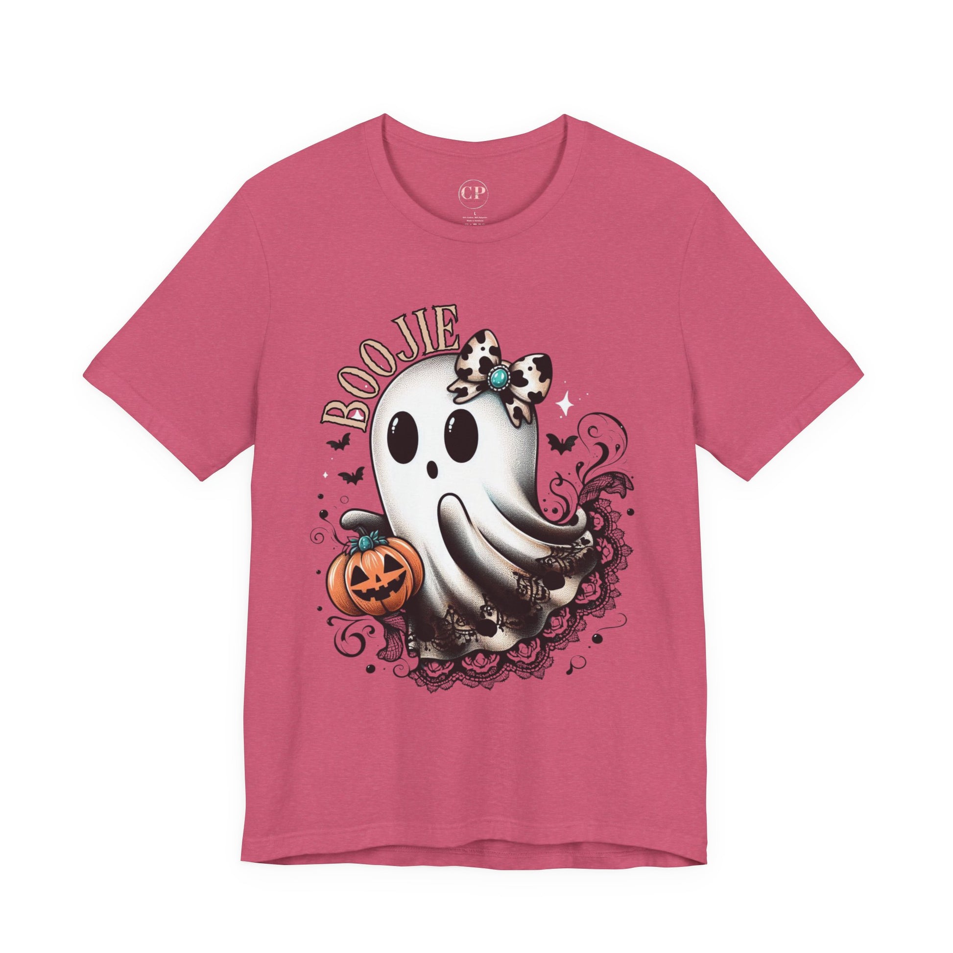 BOOjie Ghost Tee with Pumpkin - Halloween Unisex Jersey Short Sleeve Tee