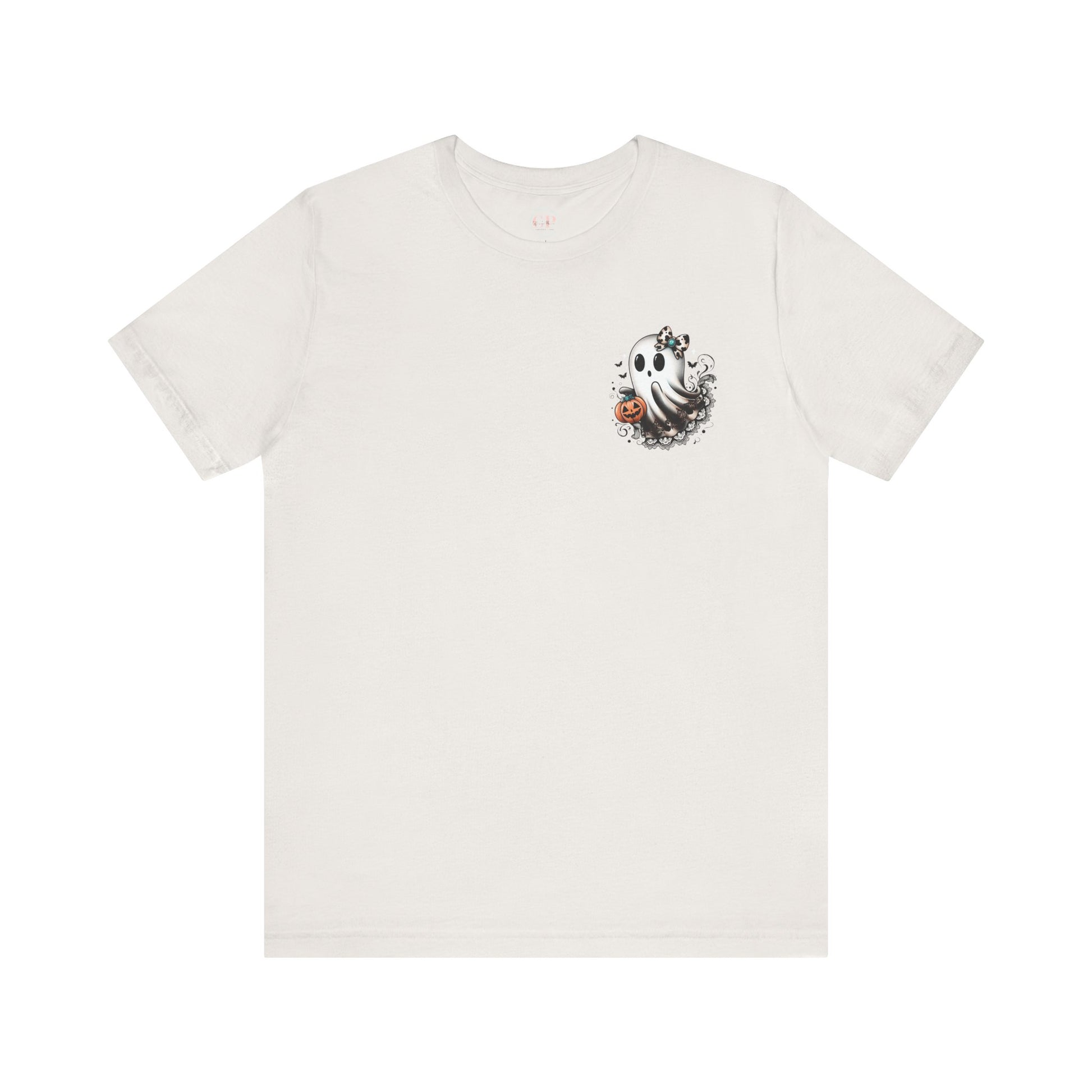 BOOjie Ghost Tee with Pumpkin - Halloween Unisex Jersey Short Sleeve Tee