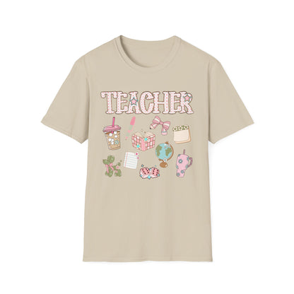 Teacher Checkered Glitter T-Shirt