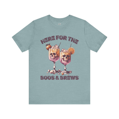 Halloween Skeleton Cocktails Tee - Here for the Boos and Brews *Unisex tee*