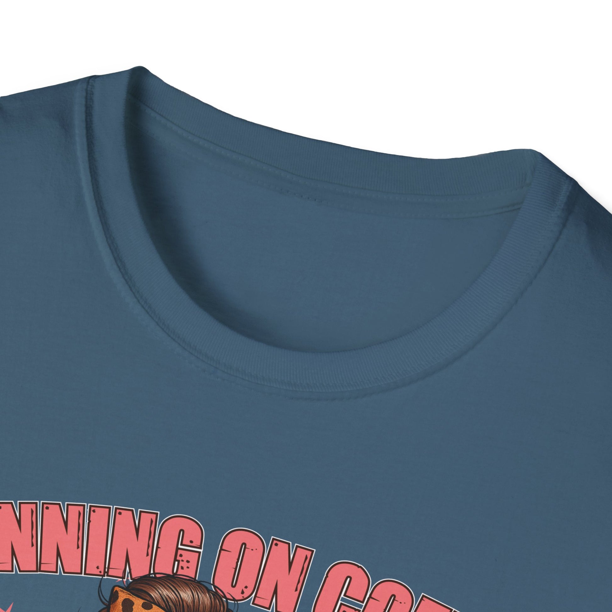 Funny Lunch Lady Unisex Softstyle T-Shirt - Running on Iced Coffee and School Lunch Schedules - Front Design Only