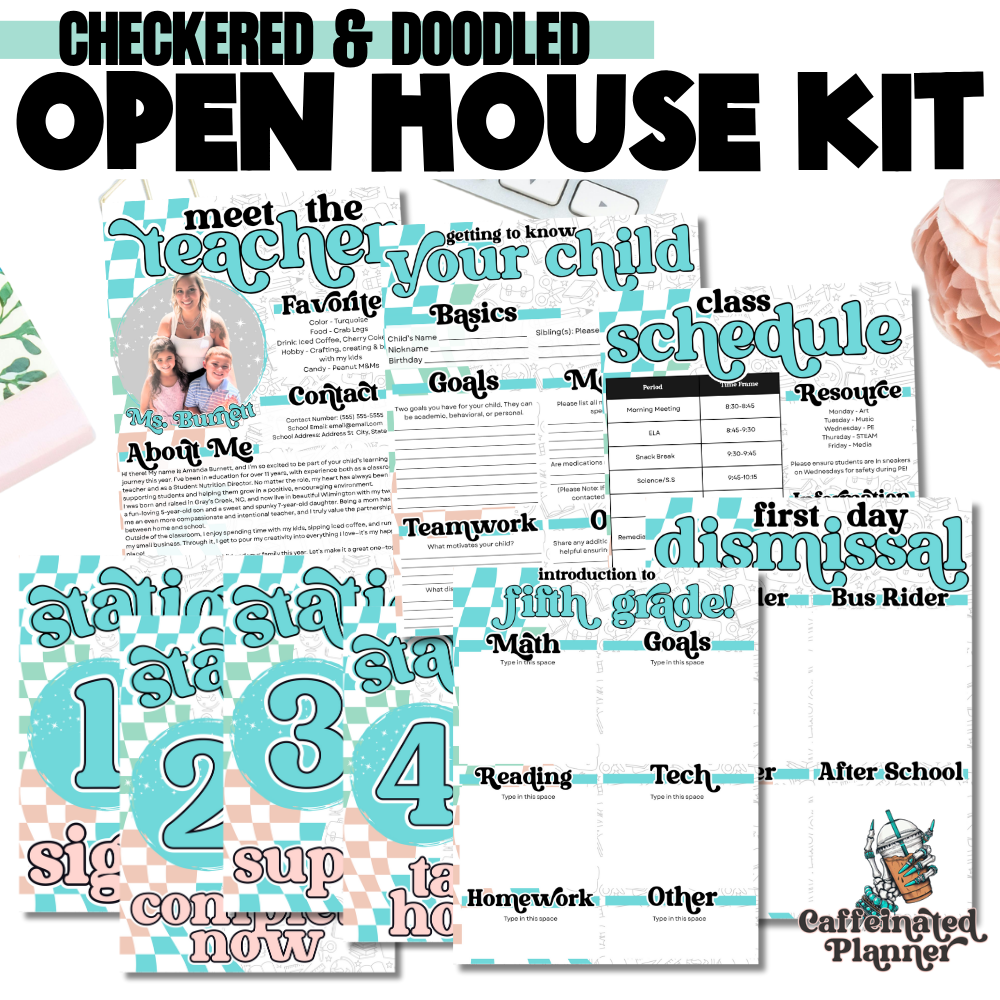 Checkered & Doodled: Open House Kit | Canva Template