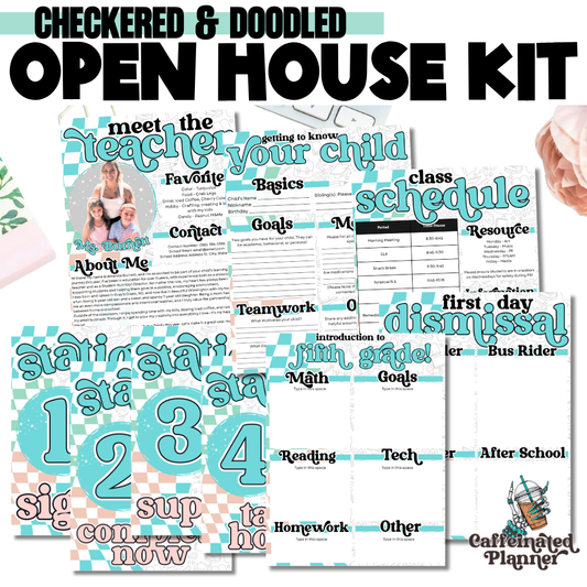 Checkered & Doodled: Open House Kit | Canva Template