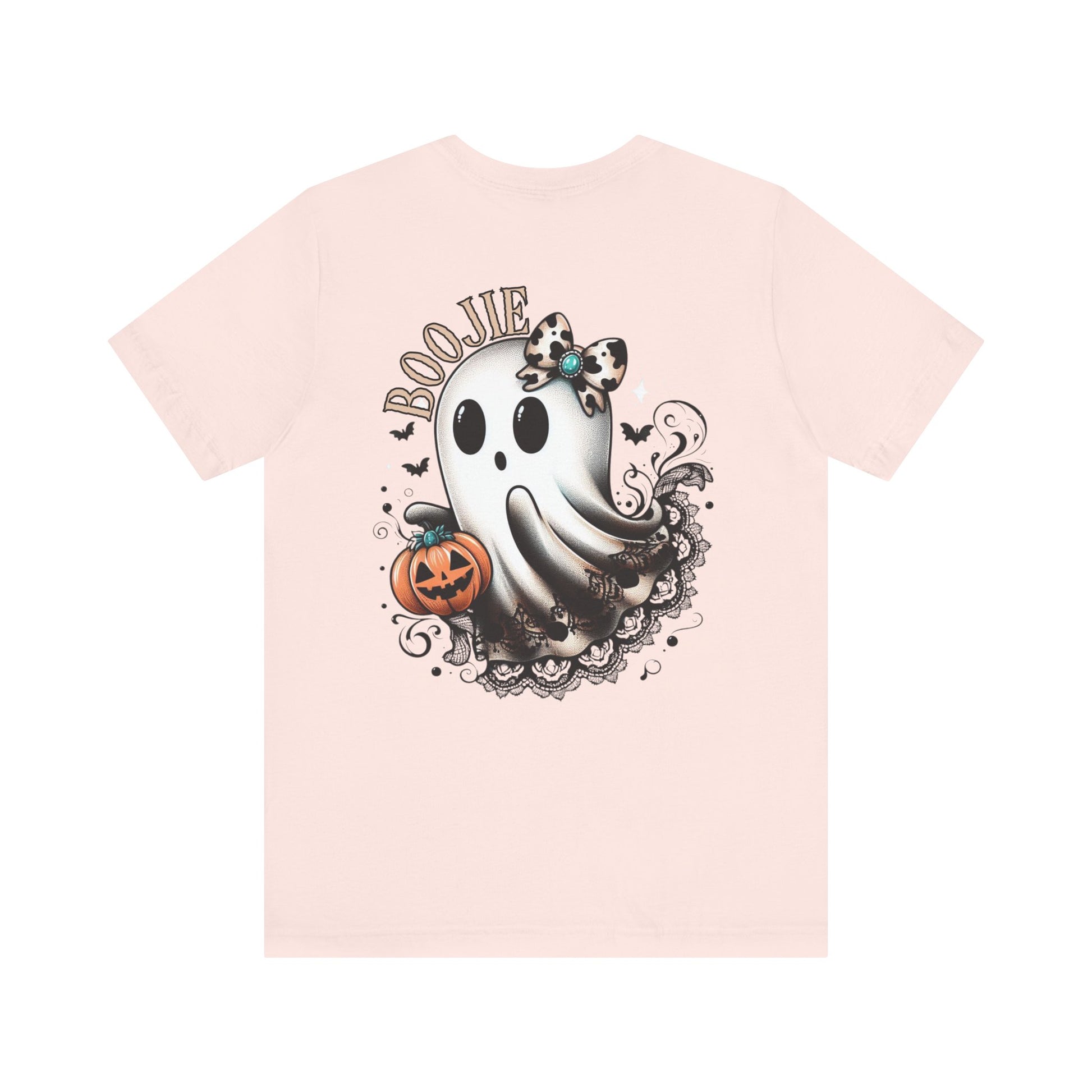 BOOjie Ghost Tee with Pumpkin - Halloween Unisex Jersey Short Sleeve Tee