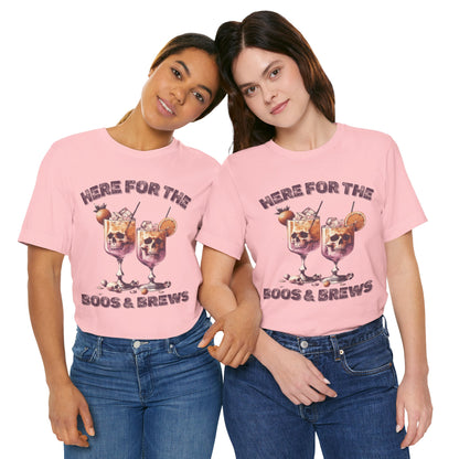Halloween Skeleton Cocktails Tee - Here for the Boos and Brews *Unisex tee*
