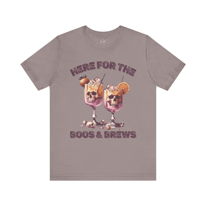 Halloween Skeleton Cocktails Tee - Here for the Boos and Brews *Unisex tee*
