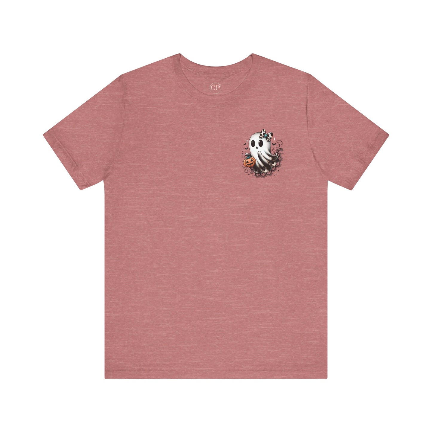 BOOjie Ghost Tee with Pumpkin - Halloween Unisex Jersey Short Sleeve Tee