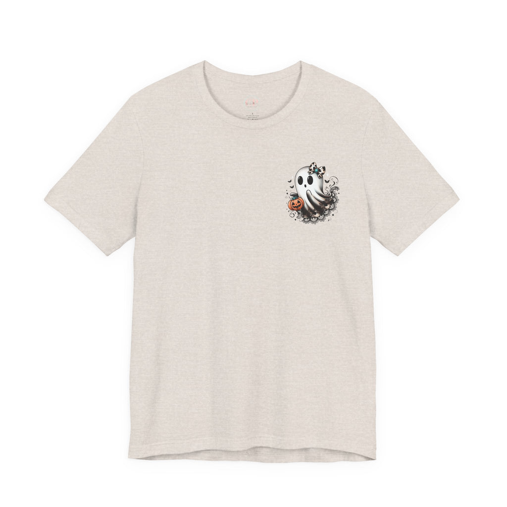 BOOjie Ghost Tee with Pumpkin - Halloween Unisex Jersey Short Sleeve Tee