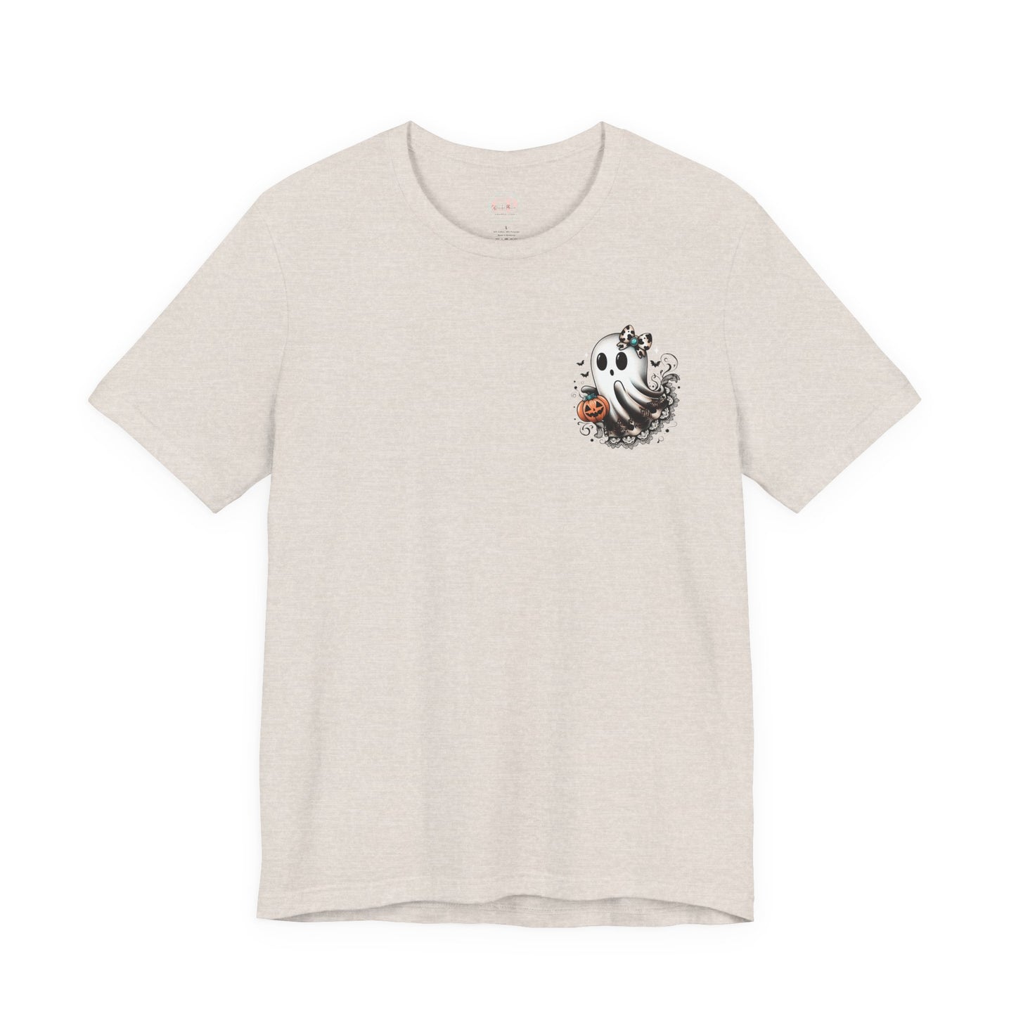 BOOjie Ghost Tee with Pumpkin - Halloween Unisex Jersey Short Sleeve Tee
