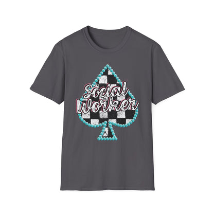 Social Worker Checkered Spades T-Shirt