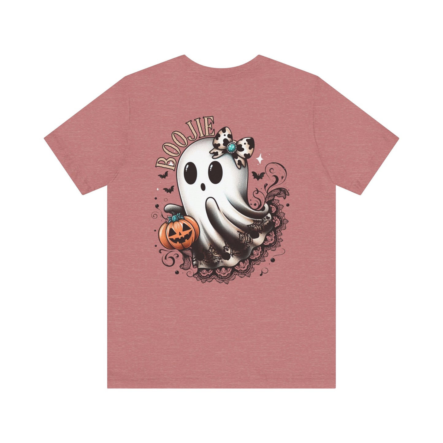 BOOjie Ghost Tee with Pumpkin - Halloween Unisex Jersey Short Sleeve Tee