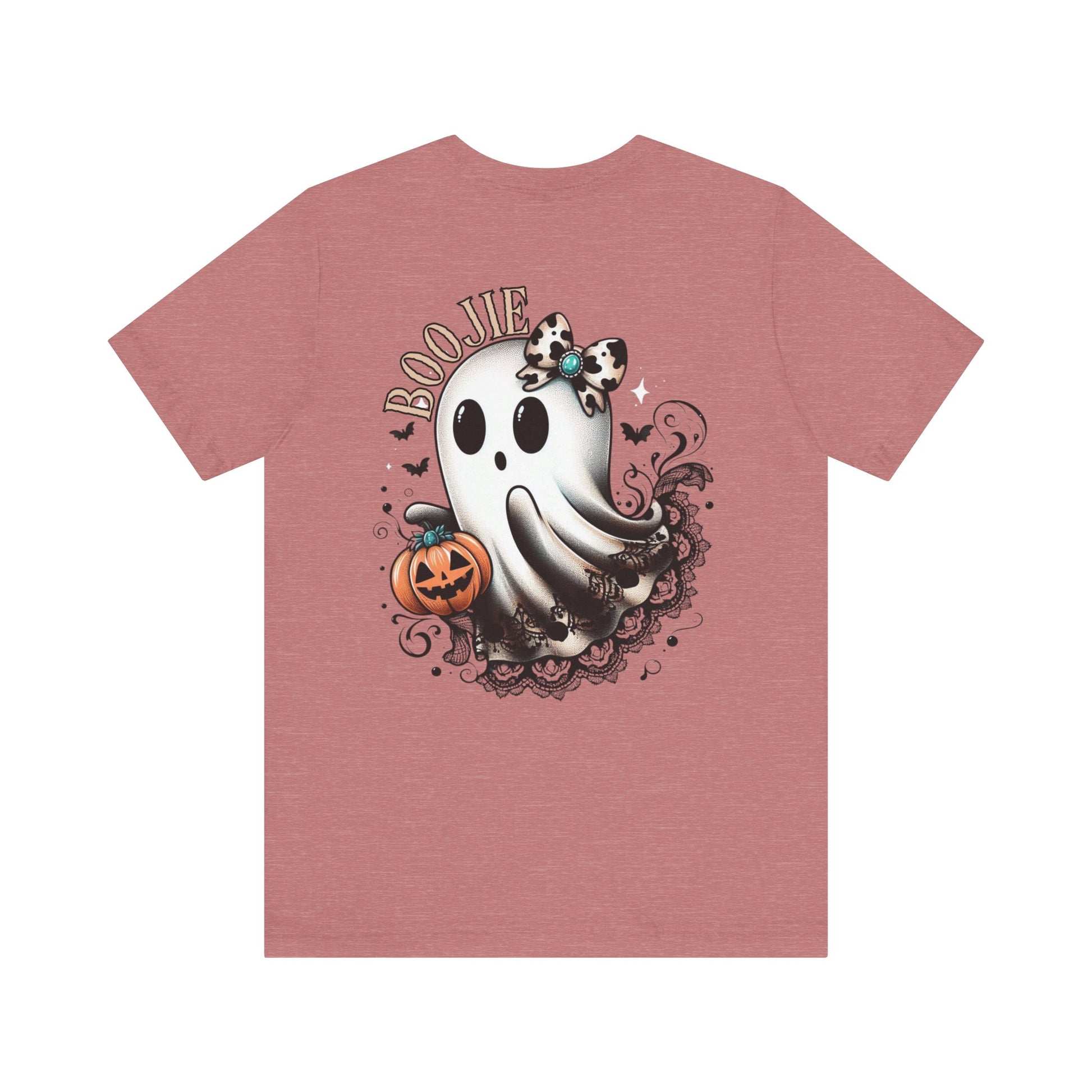 BOOjie Ghost Tee with Pumpkin - Halloween Unisex Jersey Short Sleeve Tee