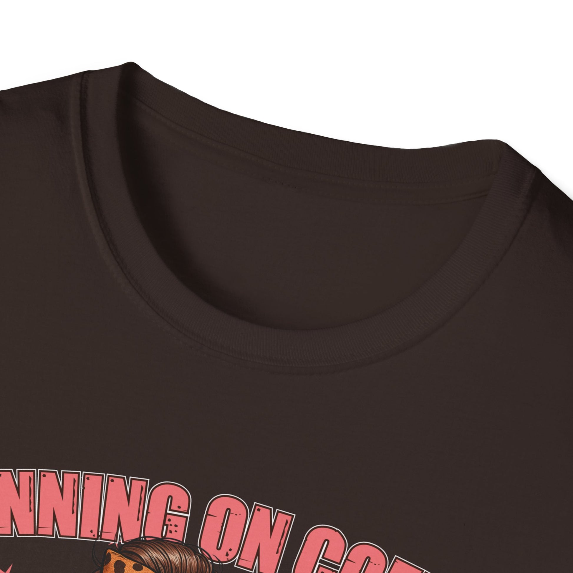 Funny Lunch Lady Unisex Softstyle T-Shirt - Running on Iced Coffee and School Lunch Schedules - Front Design Only