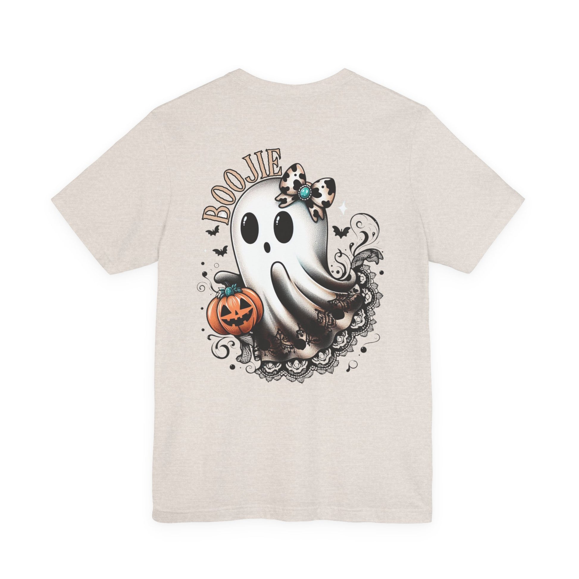 BOOjie Ghost Tee with Pumpkin - Halloween Unisex Jersey Short Sleeve Tee