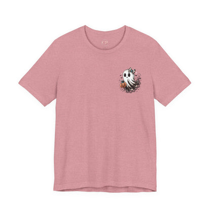 BOOjie Ghost Tee with Pumpkin - Halloween Unisex Jersey Short Sleeve Tee