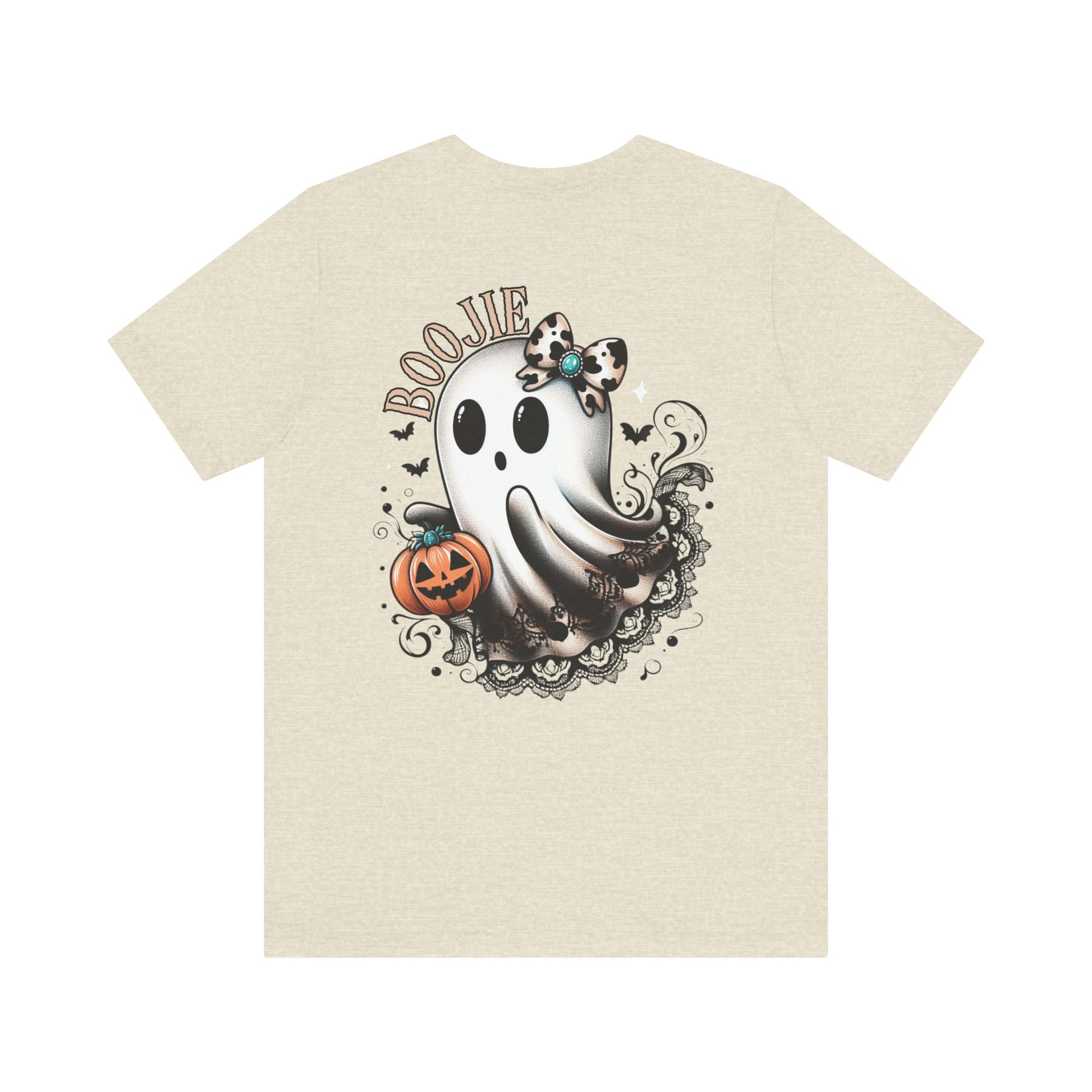 BOOjie Ghost Tee with Pumpkin - Halloween Unisex Jersey Short Sleeve Tee